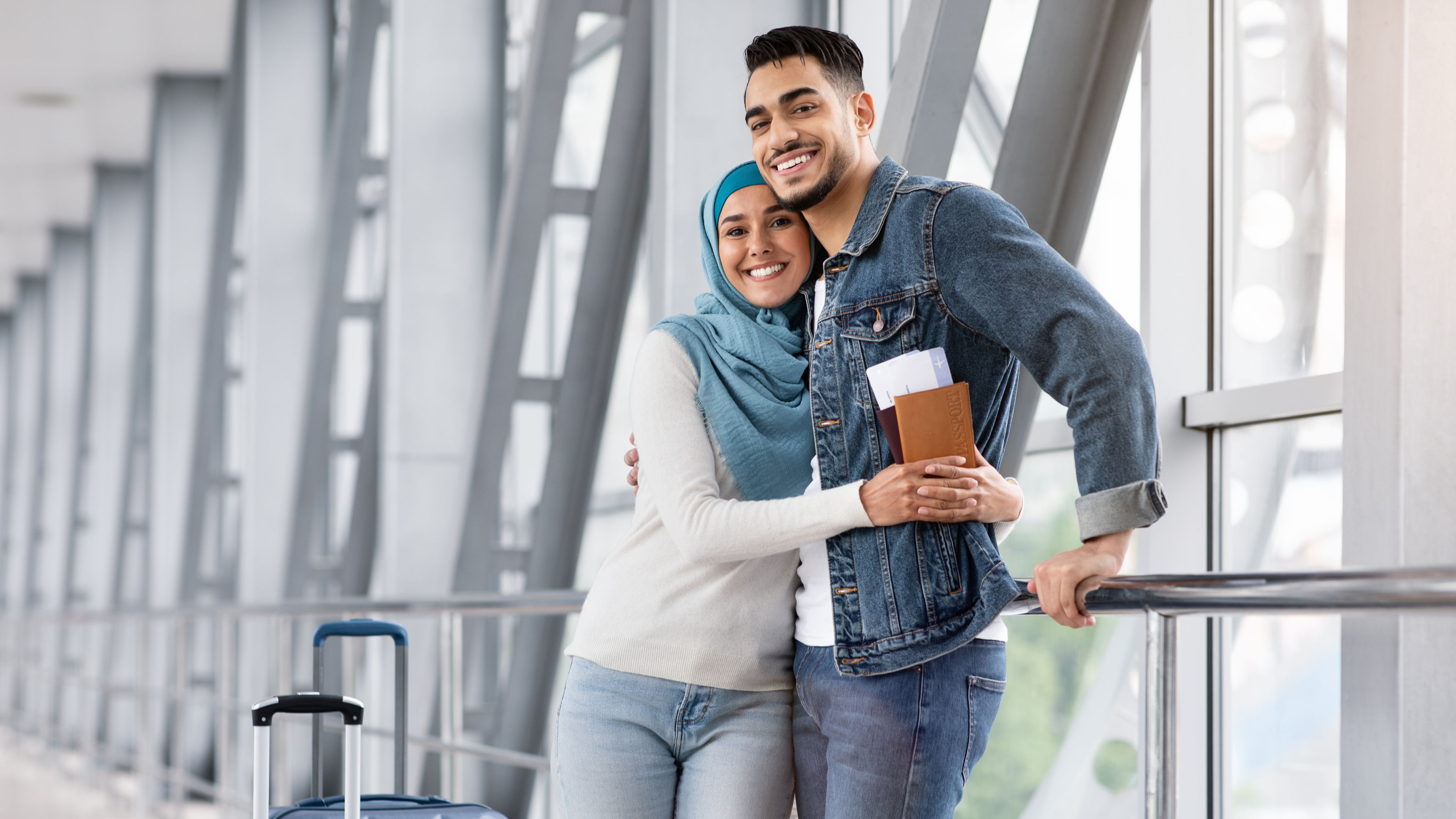 Muslim couples in airport