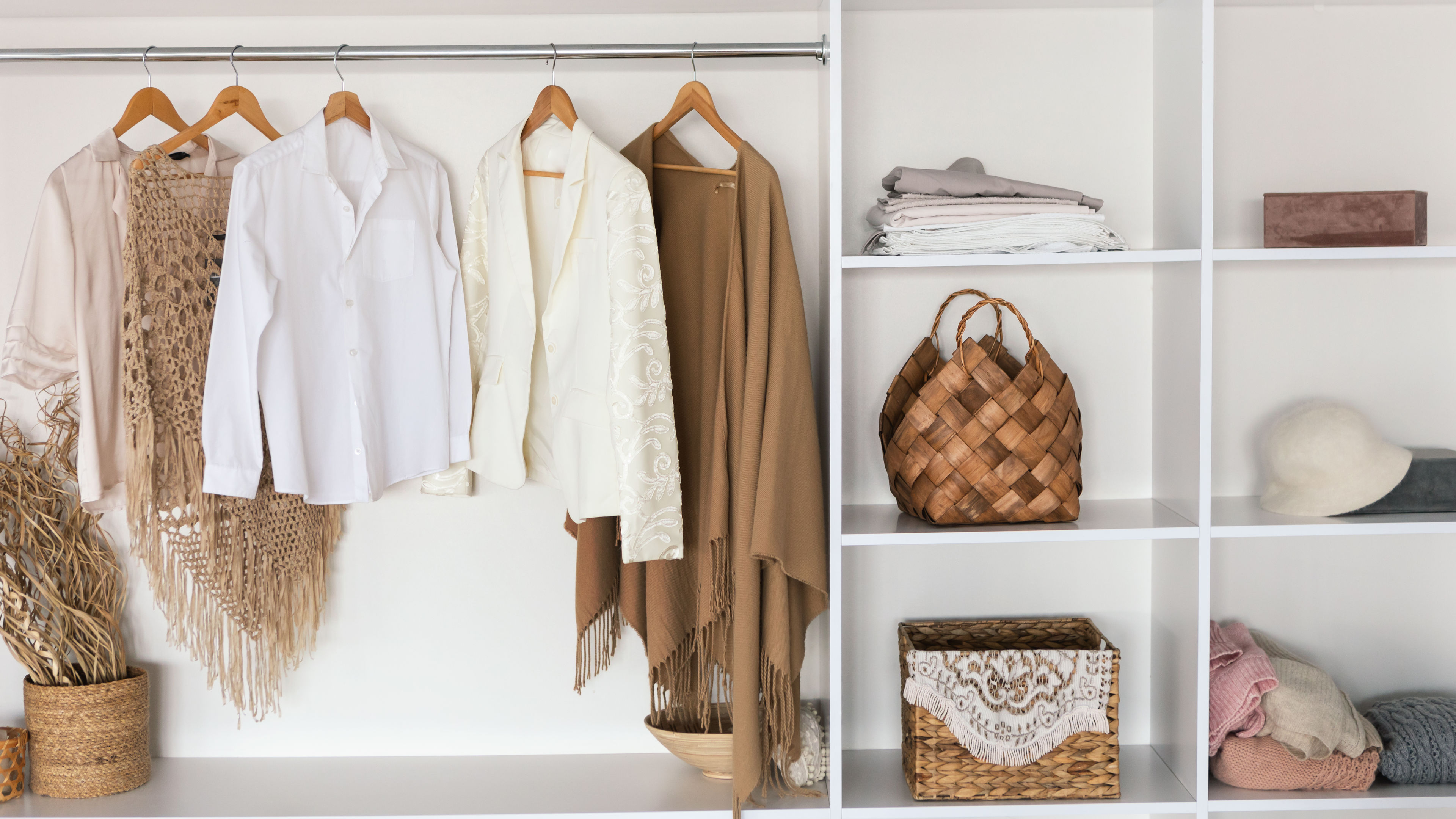 A neatly organized wardrobe