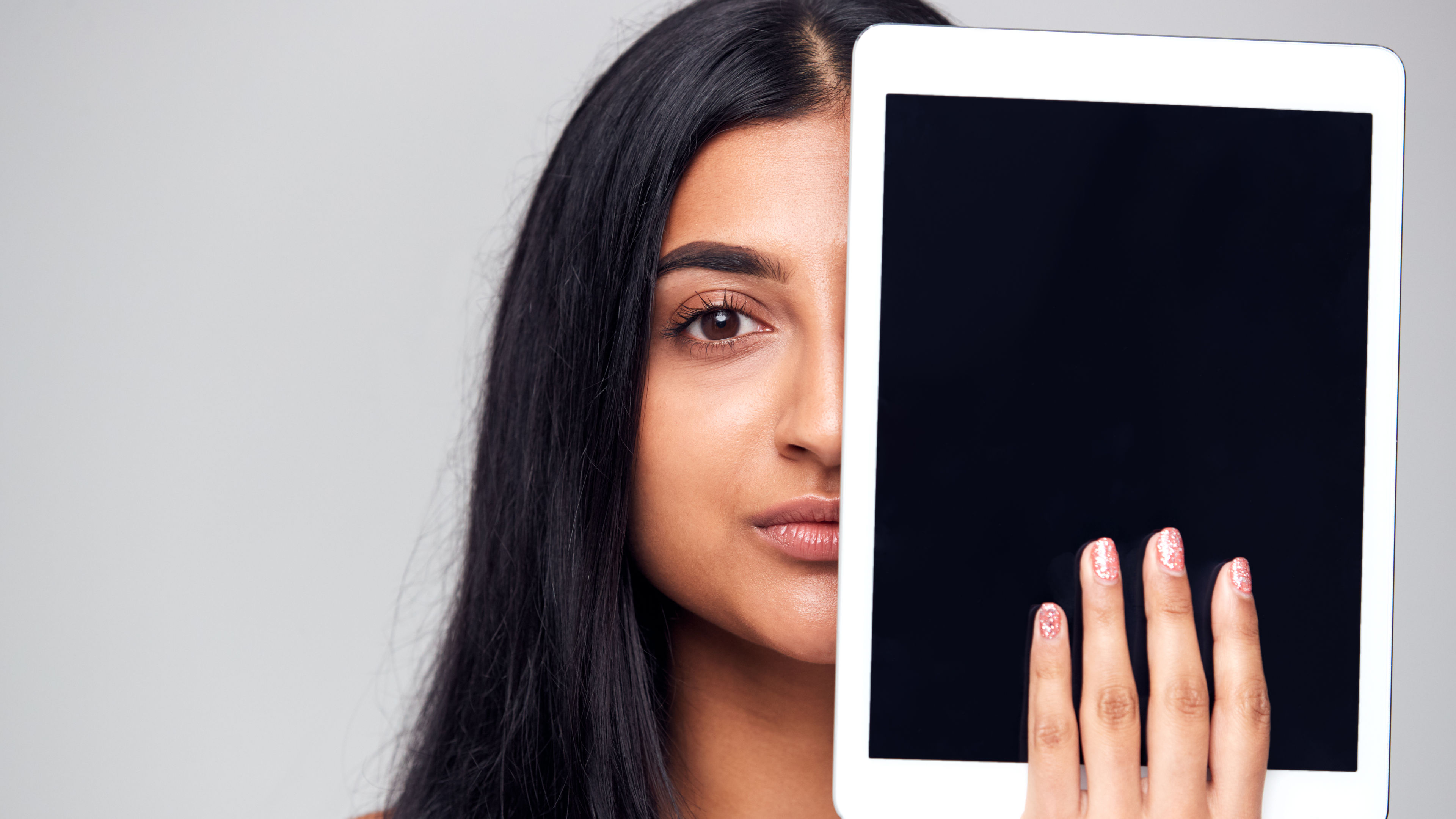 A woman with a tablet 