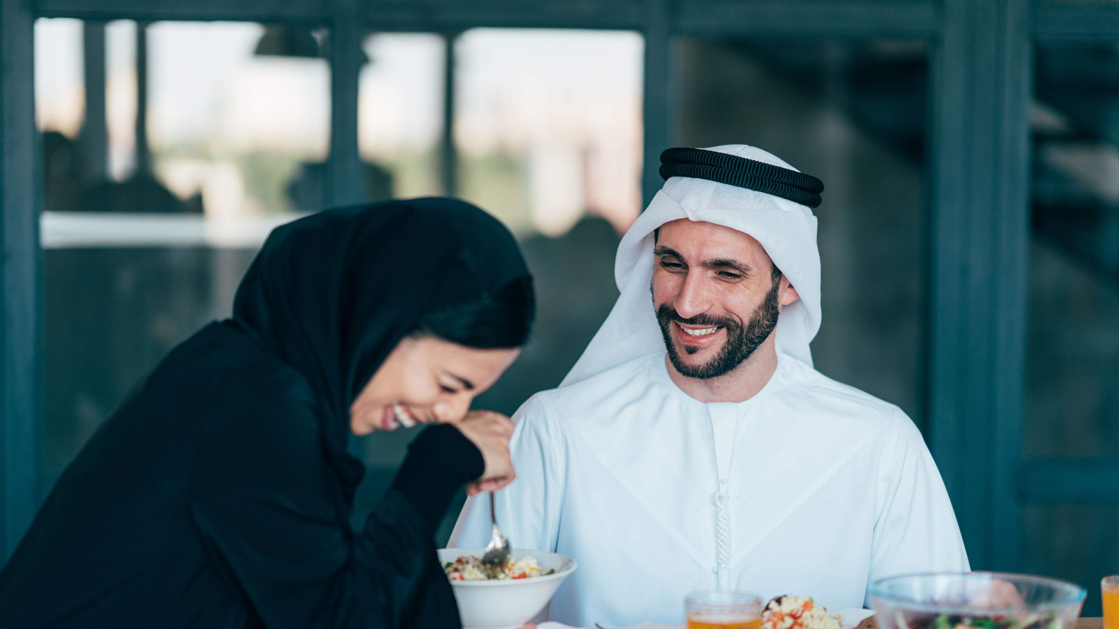 Couple enjoying food together