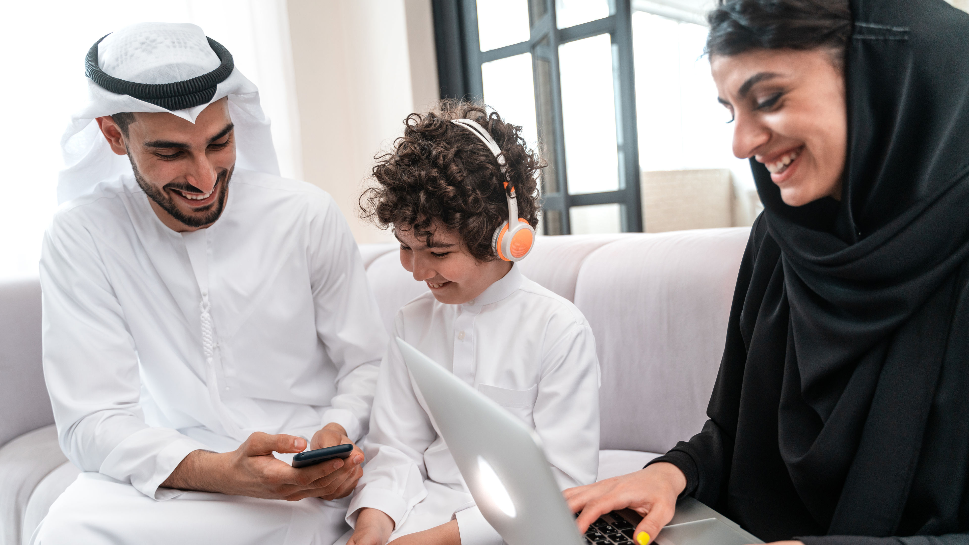 Family with tech 
