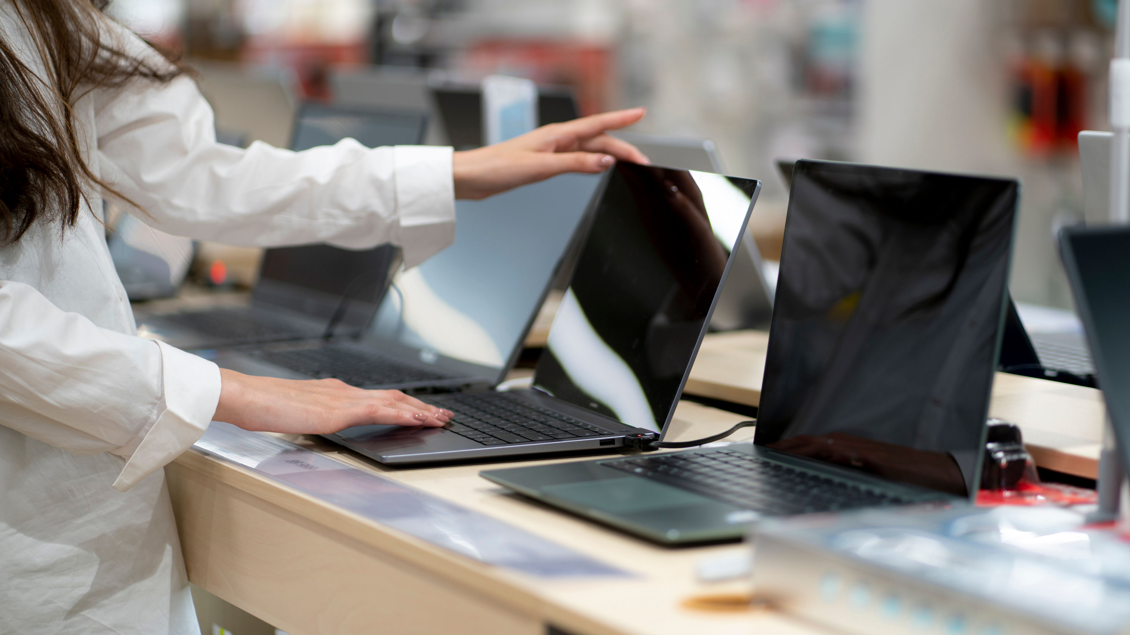 Picture of laptops in a shop