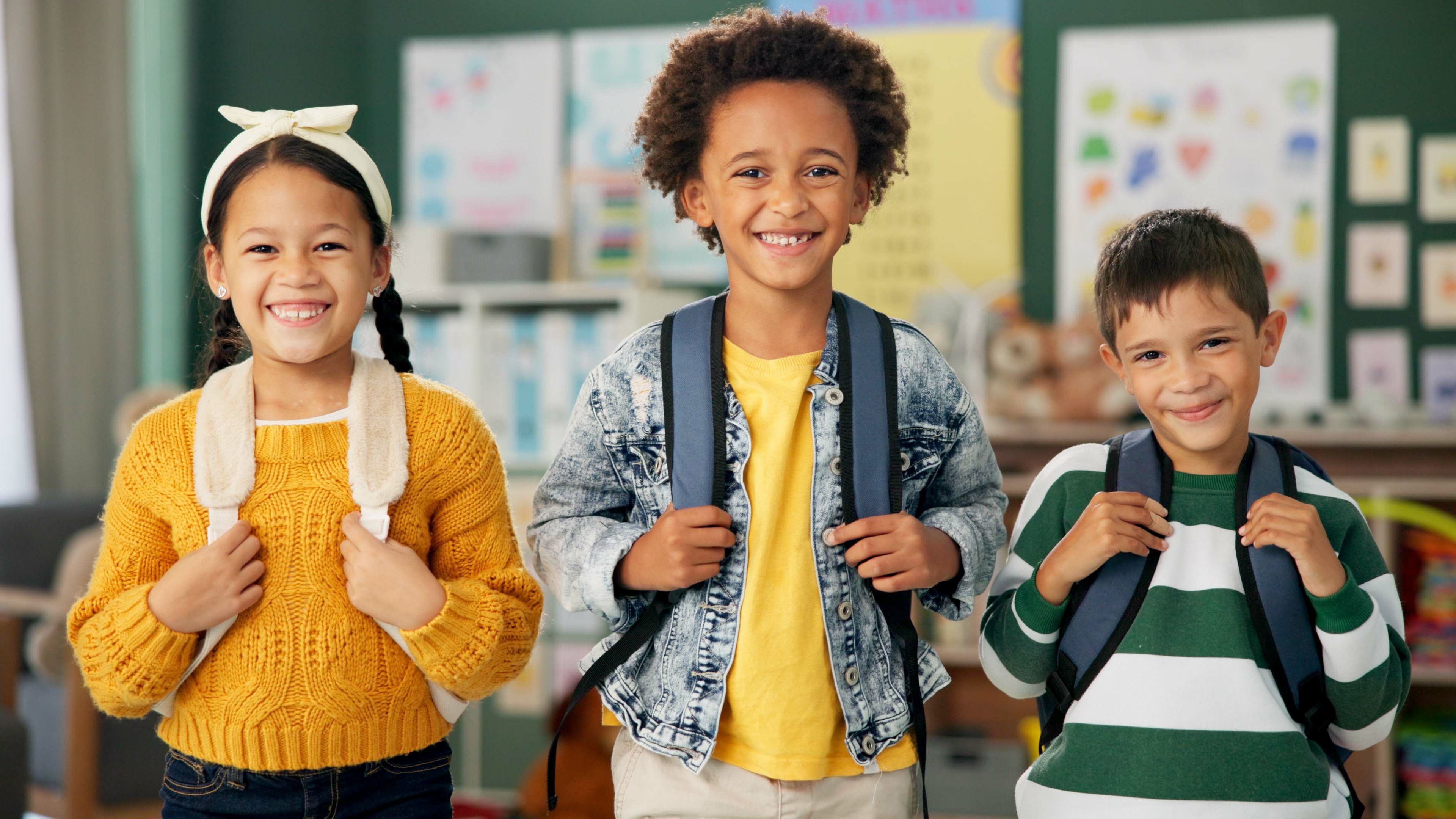 Three children at school