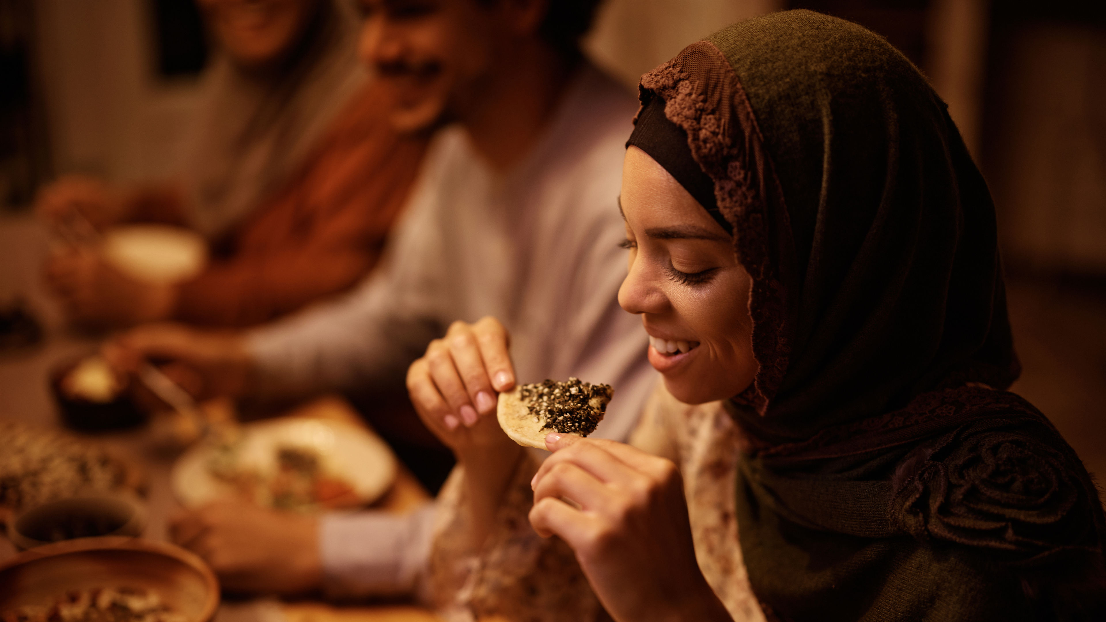 Woman enjoying a meal