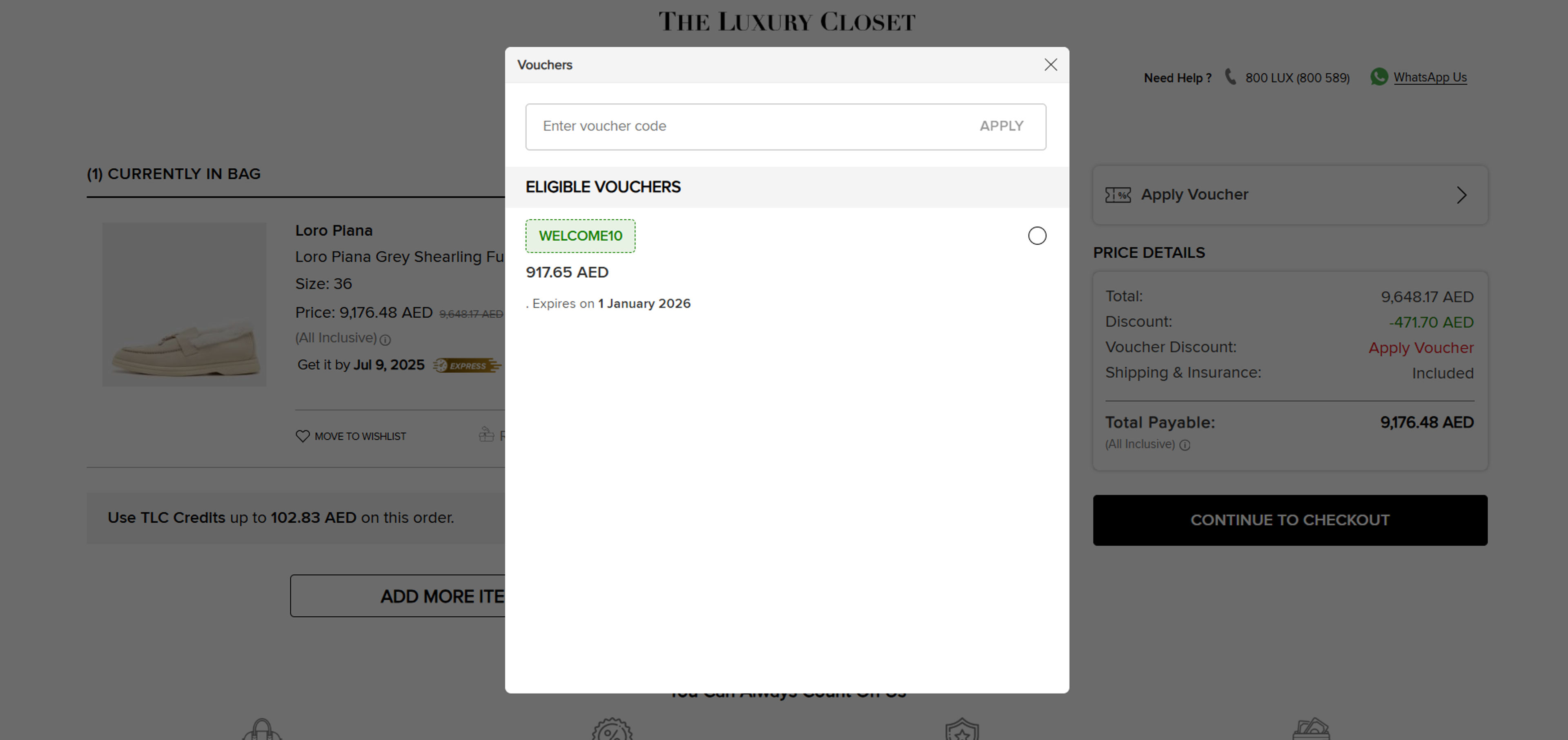 How to use coupon for The Luxury Closet